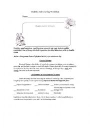 English Worksheet: Helathy Activities