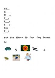 English Worksheet: Letter F words