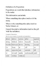 English Worksheet: Prepositions