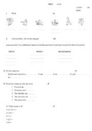 English Worksheet: Test (can/cant)