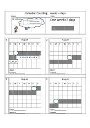 Calendar Counting: weeks   days ESL worksheet by ASLtoEnglish