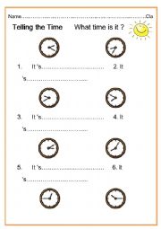 English Worksheet: Telling the time