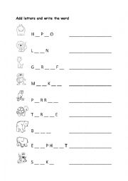 English Worksheet: animals