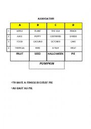 English Worksheet: Pumpkin-association game