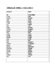 English Worksheet: Irregolar verbd class 4 ( TEFL)