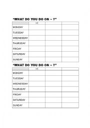 English Worksheet: What do you do on each day of the week?