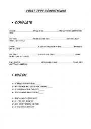 English Worksheet: 1st Type Conditional