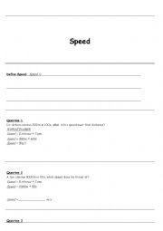 English Worksheet: Calculating Speed