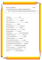 English Worksheet: review your prepositions