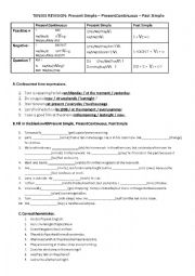English Worksheet: TENSE REVISION :PRESENT SIMPLE - PRESENT CONTINUOUS - PAST SIMPLE