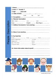 English Worksheet: Describing People