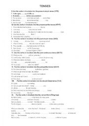 English Worksheet: tense