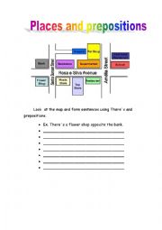 English Worksheet: Places and prepositions