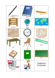 Classroom Items Pictionary - ESL worksheet by Lunaluz524