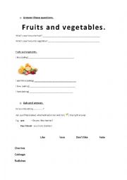 English Worksheet: Fruits and Vegetables.