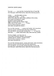 English Worksheet: Lyrics Dancing Queen