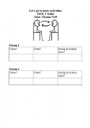 English Worksheet: getting to know each other name activity