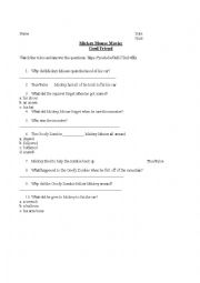 English Worksheet: Listening Activity - Mickey Mouse (Ghoul Friend) Video Worksheet
