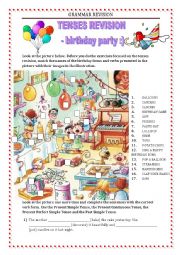 GRAMMAR REVISION - tense miscellaneous - birthday party