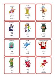 English Worksheet: tabu cards - characters