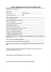 English Worksheet: Goals and Conference sheet