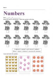 English Worksheet: numbers 1 to fourty