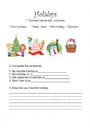 English Worksheet: Holidays