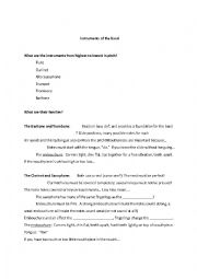 English Worksheet: Instrument information and quizzes