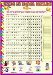 Feelings and emotions : wordsearch with KEY