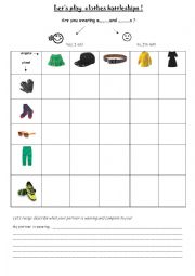 English Worksheet: clothes battleships