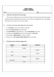 English Worksheet: Comparative Adjectives Worksheet