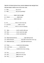 English Worksheet: Tenses