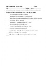 English Worksheet: Fact and Opinion