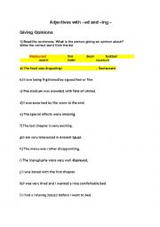 English Worksheet: adjectives / -ing or -ed forms of adjectives