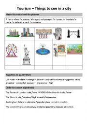English Worksheet: Tourism things to see in a city