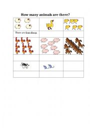 English Worksheet: How many animals are there