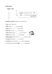 English Worksheet: Subject Pronouns