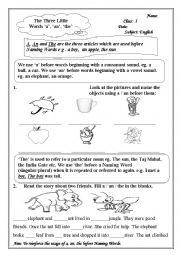 English Worksheet: articles