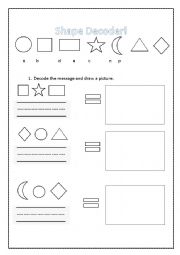 English Worksheet: Shapes Decoder