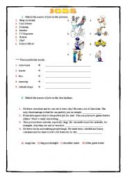 English Worksheet: Jobs Worksheet [Matching and Unscrambling]