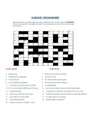 English Worksheet: Science Crossword