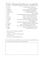 English Worksheet: Job Match worksheet