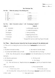 English Worksheet: Root Worksheet