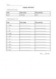 Irregular verb test 2 (past simple & past participle)