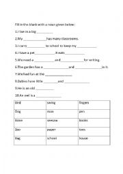 English Worksheet: nouns