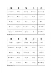 English Worksheet: Bingo Game for Music