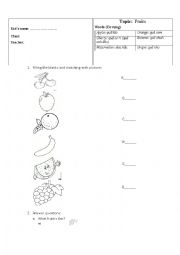 English Worksheet: fruits worksheet