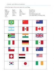 Countries and nationalities - ESL worksheet by penfolina
