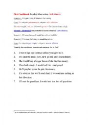 English Worksheet: 1st and 2nd Conditional Structure