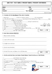English Worksheet: Present Simple, Present Continuous and Past Simple Quiz Test